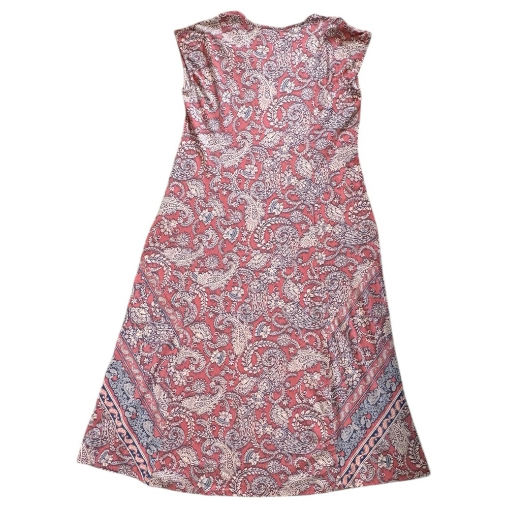 NWOT J. Jill Pure Jill Pink Border Print Maxi Dress Size M | Boho Cotton V-Neck - Picture 5 of 10